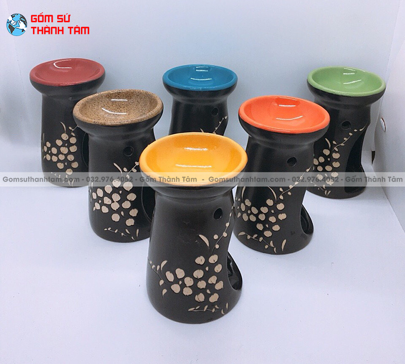 Cửa hàng mua đèn tinh dầu bằng nế dáng thấp nhiều màu sắc gốm sứ Bát tràng giá rẻ